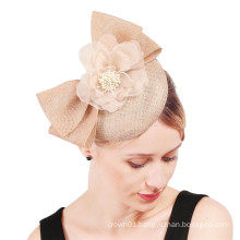 Ivory Small Pillbox Fascinator With Sinamay Looping And Silk Flower For Ladies